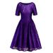 Lace Dresses for Women Vintage Floral Evening Rockabilly Cocktail Skater Party Prom Ball Gown Summer Short Sleeve Dress