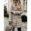 Women's woolen print lapel mid-length coat OLRIK 109982
