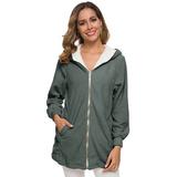 Meterk Women Hooded Jacket Faux Lam Wool Long Sleeve Zipper Pockets Plus Size Winter Casual Coat Outwear