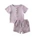 Baby Girls Clothes Plain Short Sleeve T-Shirt + Shorts Outfits Set