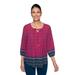 Ruby Rd. Womens Geometric Metallic Border Print Top With Tassel Neckline