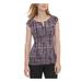 CALVIN KLEIN Womens Purple Printed Cap Sleeve Keyhole Top Size XS