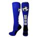 Soccer Socks with Soccer Ball Logo Over the Calf (Royal/Black/White, Large) - Royal/Black/White,Large