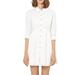 Allegra K Junior's 3/4 Sleeve Solid Button Front Flare Mini Shirt Dress