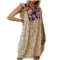 Follure Womens Sleeveless Floral Loose Fit Ruffle Summer Leopard Beach Mini Dress(S-3XL),summer dresses for women