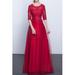 Women Round Neck Crochet Lace Evening Party Dress