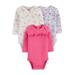 Child of Mine by Carter's Baby Girl Long Sleeve Bodysuits, 3-Pack