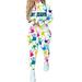 Women Skinny Sports Jumpsuit Colorful Rib Printing Long Sleeve Turtleneck One-piece Plus Size