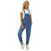 Women Light Blue Grommet Detail Light Blue Denim Overall