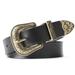 Women Leather Belts Ladies Vintage Western Design Black Waist Belt Pants Size up to 34 for Jeans Dresses"