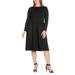24seven Comfort Apparel Long Sleeve Fit and Flare Plus Size Midi Dress, P0116161, Made in USA