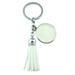 StylesILove Colorful Enamel Disc Tassel Key Chain Bag Purse Charms Key Rings (Silver White)