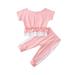 Toddler Kid Baby Girl Tracksuit Ruffle Sweat Shirt Tops+Pants 2PCS Outfit Set