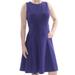 DKNY Womens Blue Embellished Neck Sleeveless Jewel Neck Above The Knee Fit + Flare Wear To Work Dress Size 4