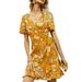 Niuer Women Summer Floral Print Dress A-Line Casual Beach Sundress Bohemian Lace Up Midi Dress