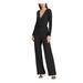 RALPH LAUREN Womens Black Belted Long Sleeve V Neck Straight leg Jumpsuit Size 16