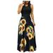 Follure summer dresses Women Summer Sleeveless Floral Print Sundress Casual Swing Dress Maxi Dress