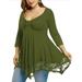 Colisha Womens Fashion Plus Size Lace T Shirt Dress Wrap Crew Neck 3/4 Sleeves Solid Casual Dress Cocktail Party Swing Dress