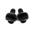 Woobling Ladies Fur Slides Fuzzy Furry Slippers Casual Shoes