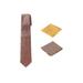 Men's Woven Stripe Regular Length Neck Tie with 2 Handkerchief Pocket Squares Hanky Set - Taupe Black Gold