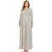 Womens Plus Size Maxi Dress with Ruffle Hem Long Sleeve Loose plus size dress-USA