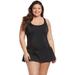 Sporti Plus Size Swim Dress (28W, Black)