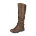 Dream Pairs Women Pull On Flat Winter Mid Calf Knee High Snow Riding Boots Shoes TORKA BROWN Size 5.5