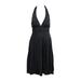 Betsy Adam Black Empire Waist Halter Pleated Blouson Dress 6