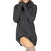 Xingqing Women Winter Warm Long Sleeve Ladies Jumper High Neck Tops Casual Knitted Pullover Sweater Short Mini Dress DarkGrey L