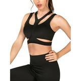 Sexy Womens Black Vest Sports Yoga Gym Active Wear Ladies Girls Sleeveless Tank Top Compression Bra Activewear Racerback Tank Tee Exercise Jogging Running Long Workout Fitness Clothes