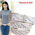 Buytra Crystal Faux Leather Belt Women Rhinestone Studded Pin Buckle Bling Waist Strap