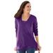 Woman Within Women's Plus Size Ribbed Layered-Look Lace-Trim Tee Shirt