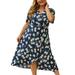 Women Short Sleeve Midi Dresses Floral Floral Print Long Plus Size Bohemian Dress Casual Summer V Neck Boho Beach Sundress