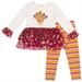Little Lass Thanksgiving Long Sleeve Tulle Top and Printed Leggings, 2pc Outfit Set (Toddler Girls)