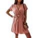 Pudcoco WomenÂ´s Summer Polka Dot Print Dress Short Sleeve V-Neck Above Knee Dress (S/M/L/XL)