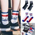 2 Pairs Couple Socks for Women Men Long Word Printed Cotton Blend Lightweight Anti-sweat Footwear Accessories