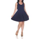 White Mark Women's Plus Size Crystal Fit and Flare Dress