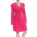 FREE PEOPLE Womens Pink Ruffled Long Sleeve Knee Length Wrap Dress Evening Dress Size 6