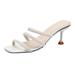 7cm Heeled Sandals 3 Plush Buckles Syle Summer Flippers For Girls Ladies Women