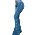 Women's Jeans Casual Slim Stretchy Flare Jeans High Waist Denim Long Flare Pants Fashion Rivet Bootcut Jeans Trousers