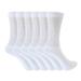 Diabetic Crew Socks for Men and Women White 6 PAIRS Size 9-11