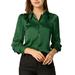 Allegra K Junior's Button Down Shirt Turn Down Collar Top Blouse