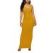 Niuer Summer Plain Long Dress for Women Scoop Neck Basic Tank Dress Sleeveless Solid Casual Pencil Dress