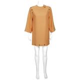 Gucci Orange Apricot Wool Silk Cady Button Detail Short Dress