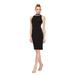 S.L. Fashions Women's Beaded High Neck Dress, Black Velvet, 6