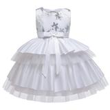 HAWEE Toddler Baby Girls Wedding Dress Sleeveless Sequins Party Bowknot Flower Dresses Princess Lace Tulle Tutu Dress(4-10T)