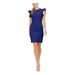 CALVIN KLEIN Womens Blue Crew Neck Short Body Con Formal Dress Size 12