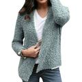 Jocestyle Long Sleeve Women Fleece Coat Cardigan Sweater Winter Jacket (Blue S)