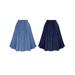 Women A-Line High Waist Skirt Button Pleated Midi With Elastic Waist Knee Length