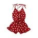 Pudcoco Baby Girls Heart Print Rompers Overalls Sleeveless Button Jumpsuits